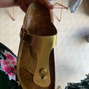 Brand new sandals size 10 gold